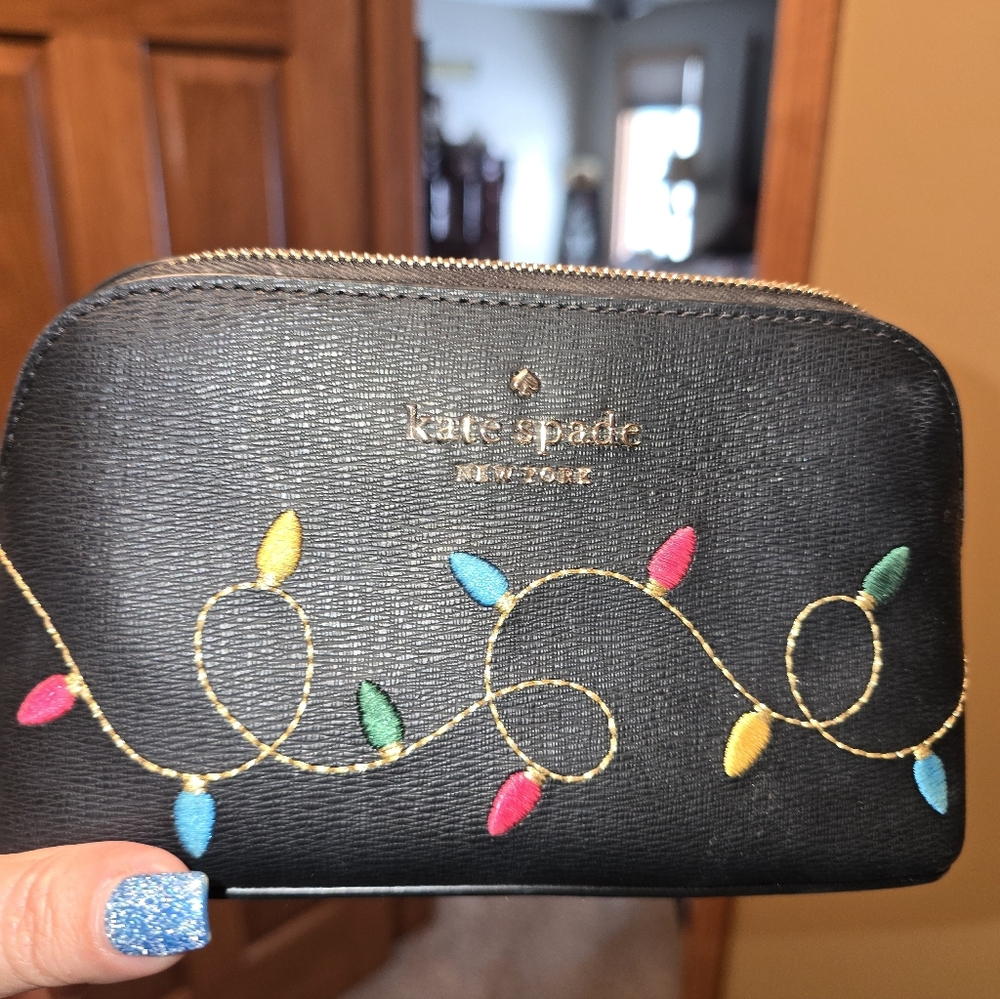 Kate Spade Black Cosmetic Bag with Colorful Lights